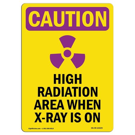 SIGNMISSION OSHA RADIATION, High Radiation Area W/ Symbol, 5in X 3.5in Decal, 10PK, OS-CR-D-35-V-10229-10PK OS-CR-D-35-V-10229-10PK